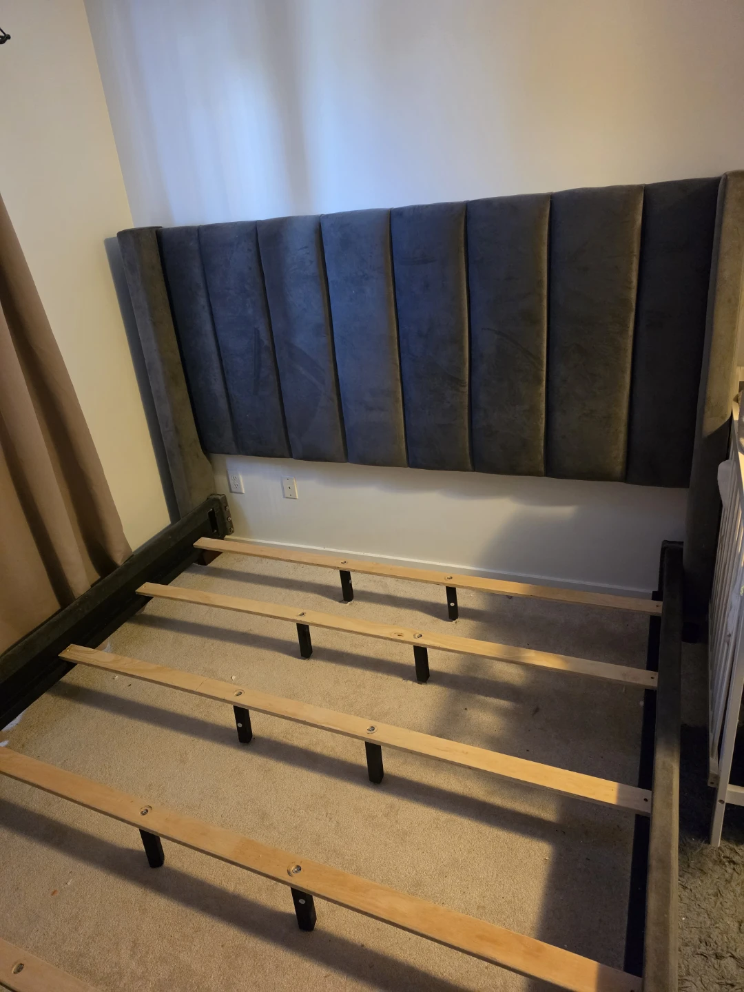 KING SIZE Grey Upholstered Headboard Bed Frame