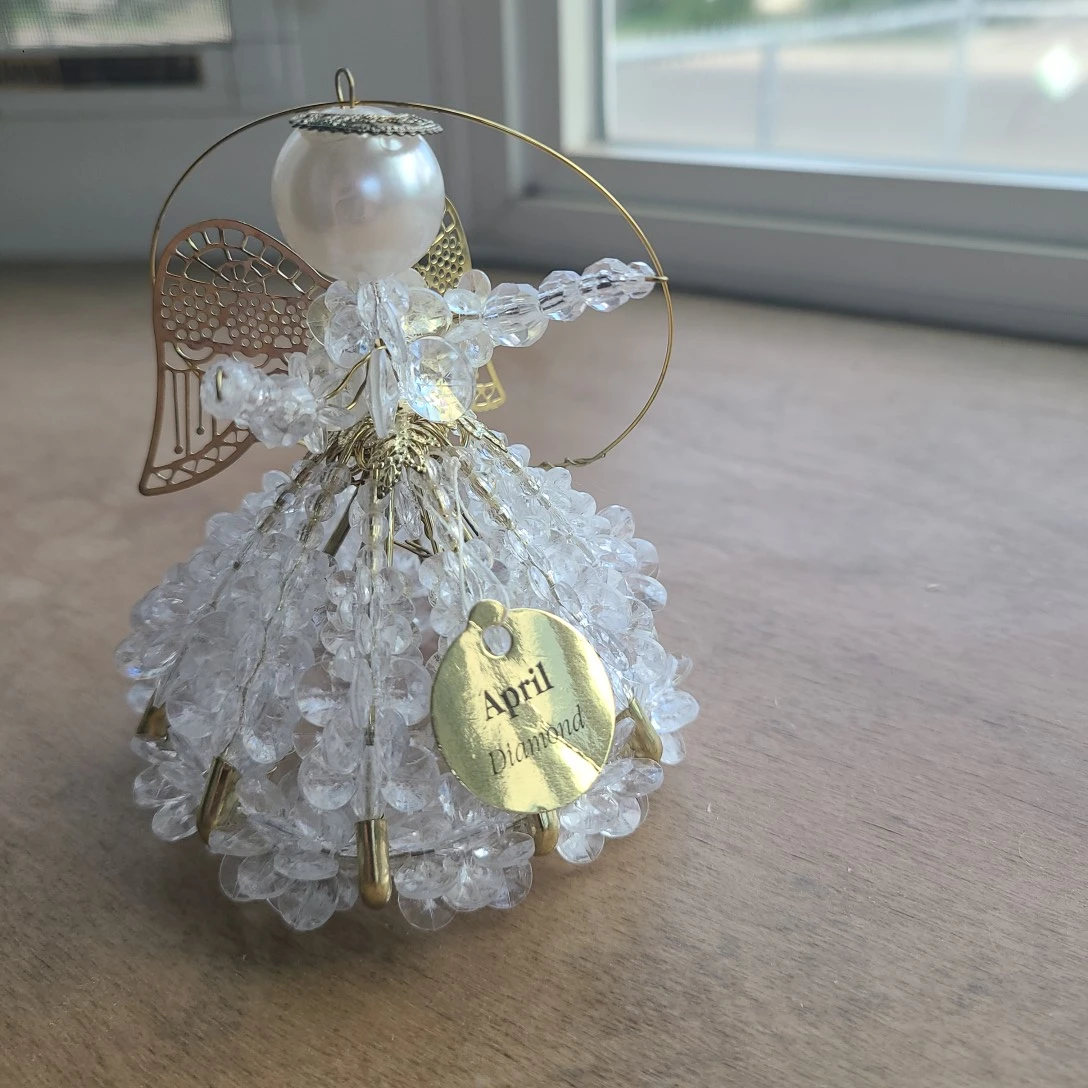 Beaded Angel Ornament - April Diamond