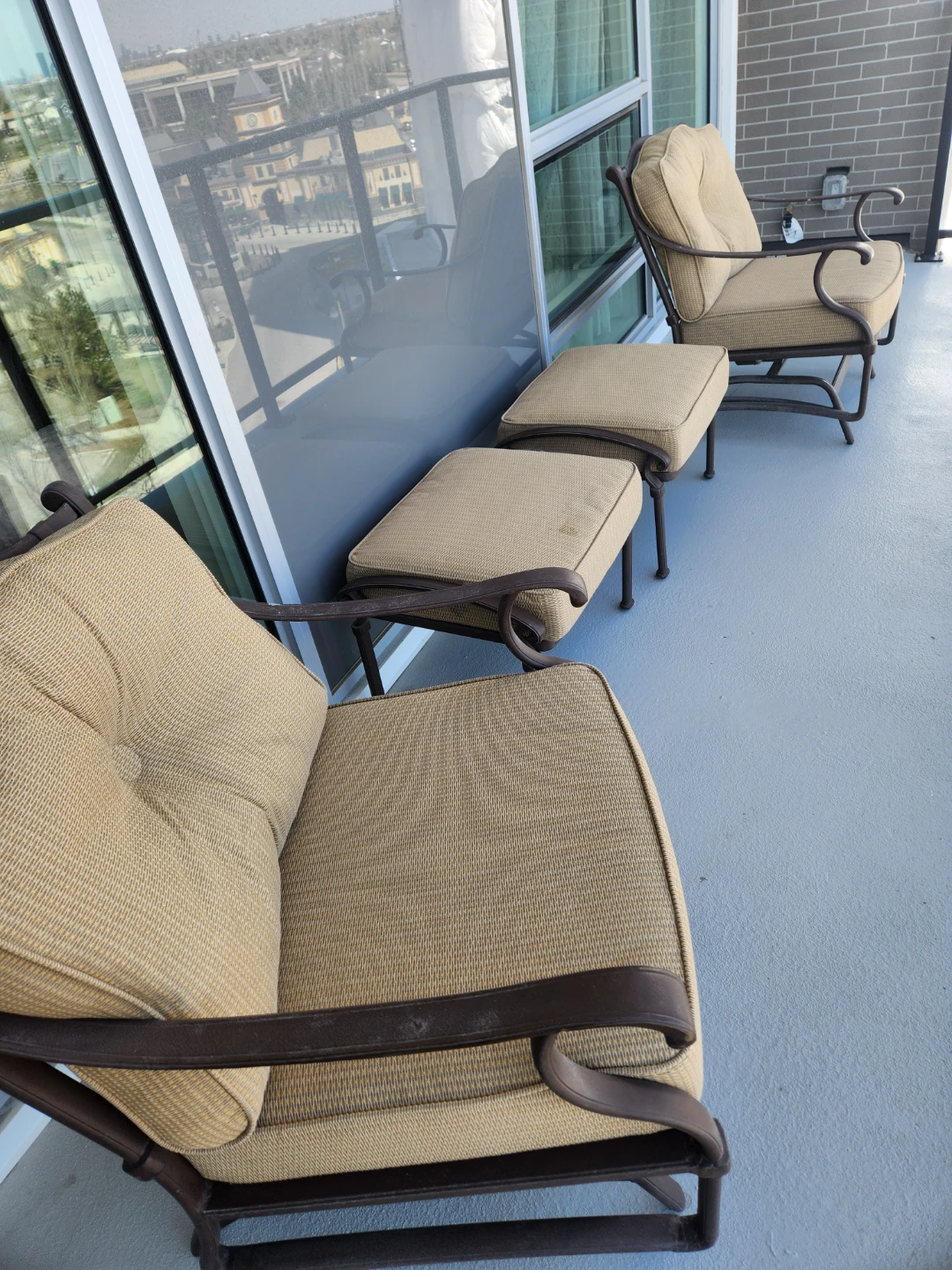 Patio chairs and ottoman