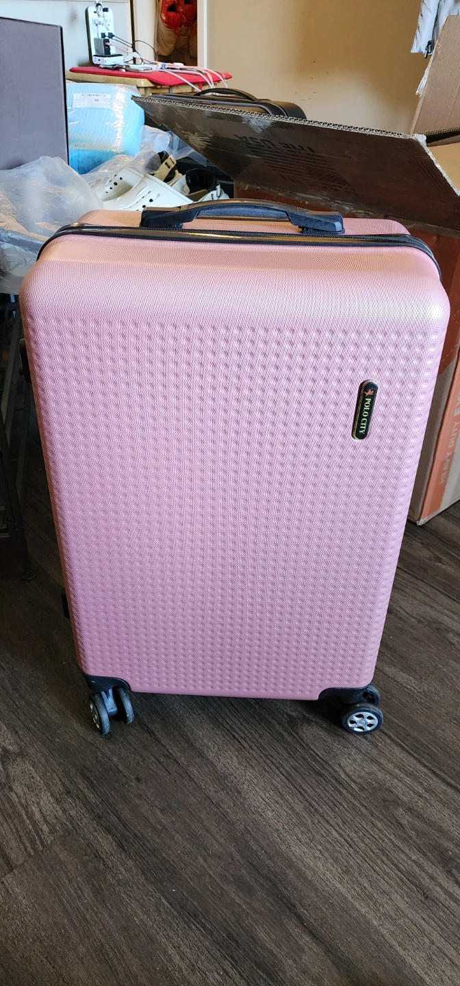 Polo City Pink Textured Hard Shell Spinner Luggage