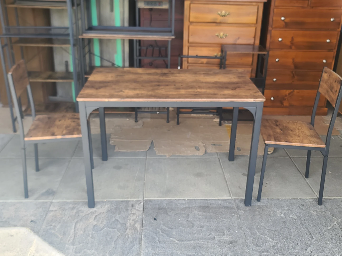 Industrial Style Dining Table and 2 Chairs Set - photo 3