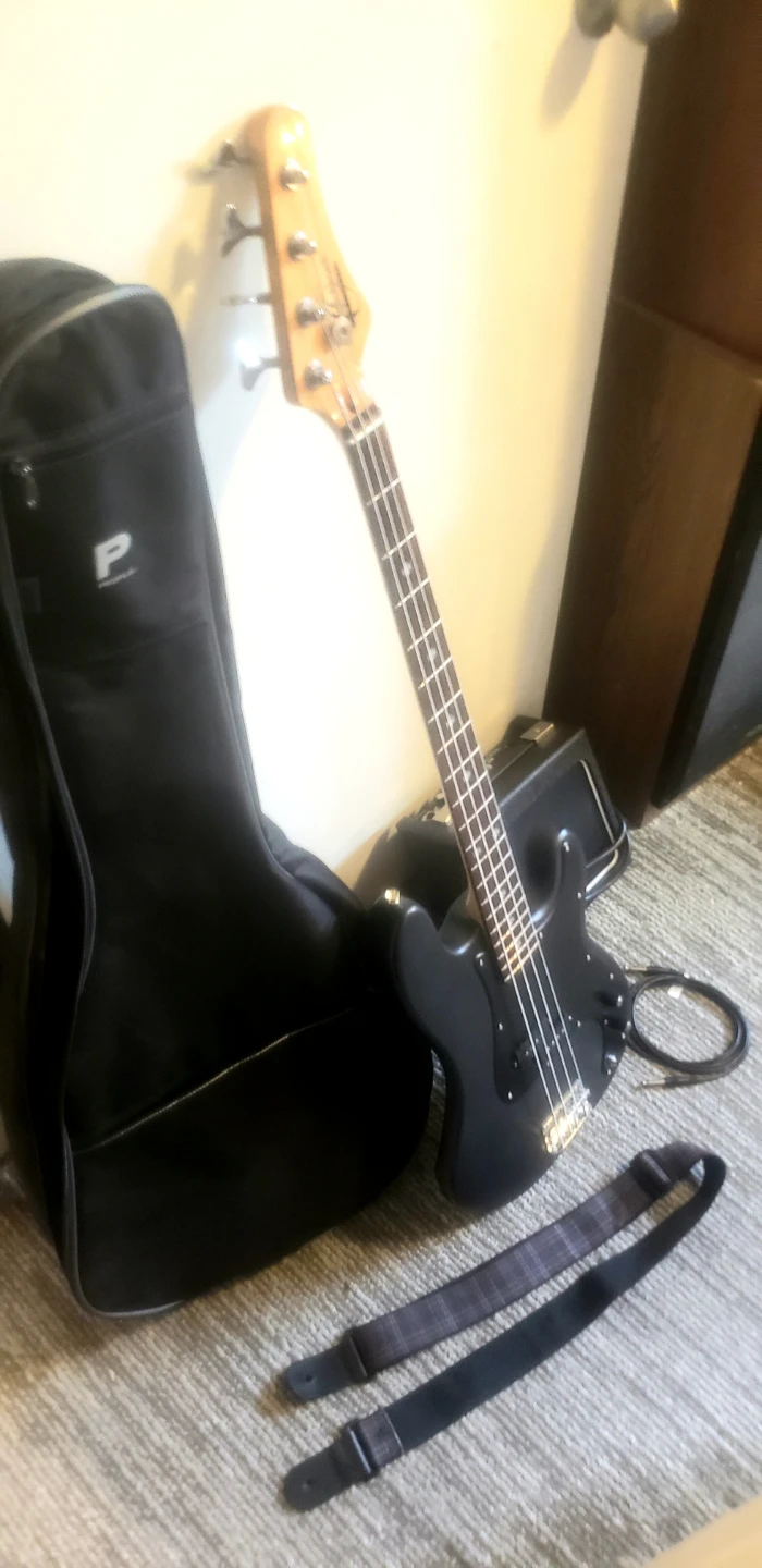 Cool Black Bass Guitar with Gig Bag and Amp,Strap - photo 4