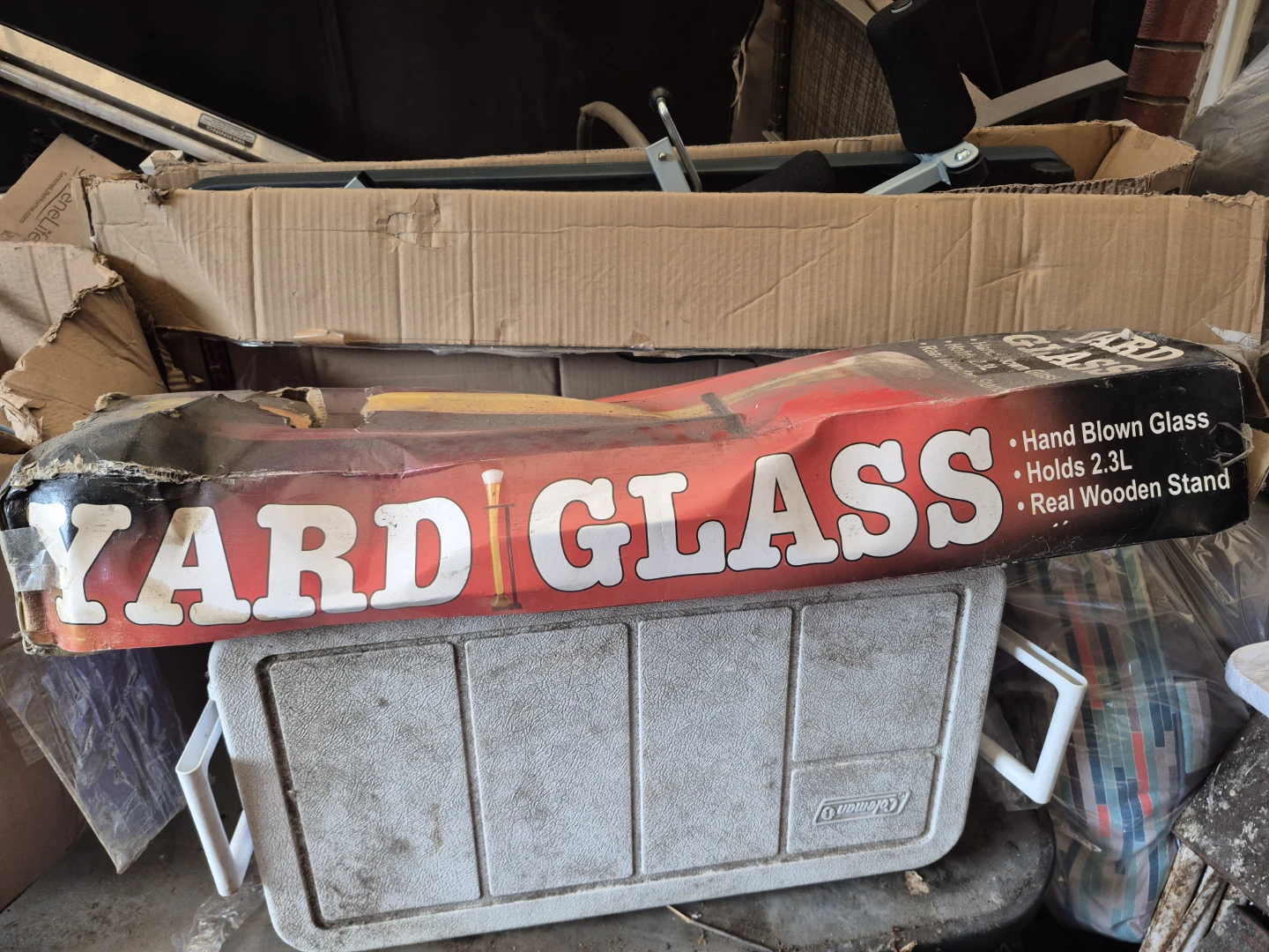 Yard Glass Hand Blown Glass with Wooden Stand