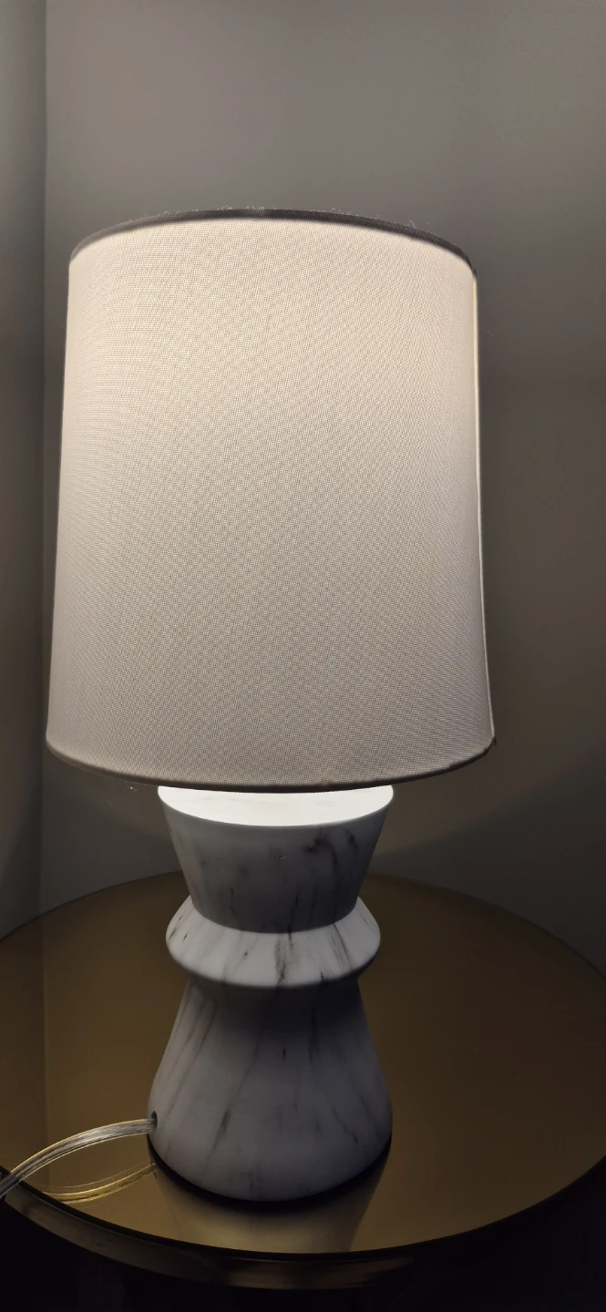 Marble Accent Table Lamp with Drum Shade - photo 3
