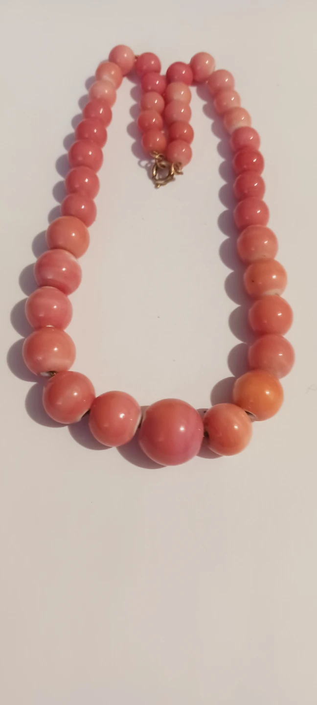 Pink Salmon Coral Color Ceramic Beads Necklace w/Gold tone Clasp - photo 4
