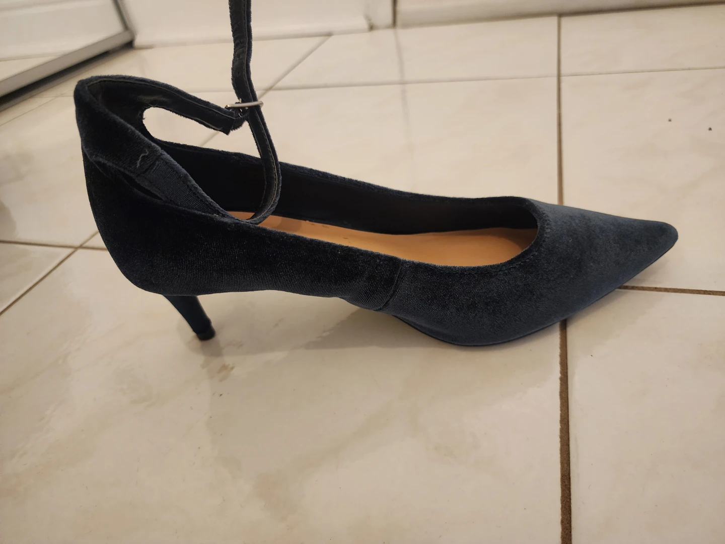 M&S Collection Women's Navy Velvet Ankle Strap Heels - photo 2