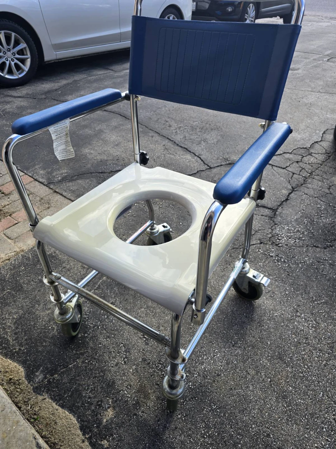 Rolling Commode Chair with Padded Arms and Back