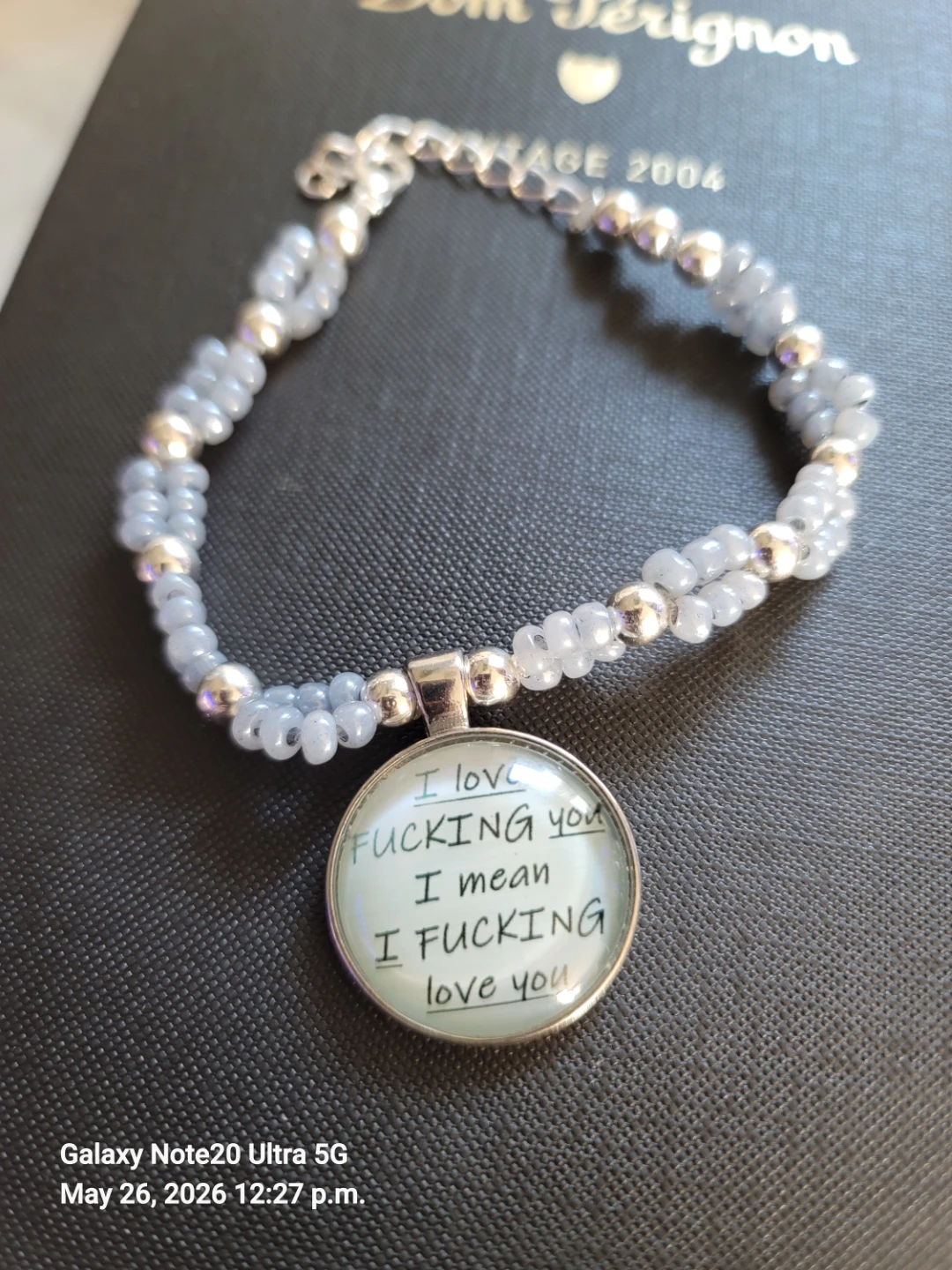 Beaded Bracelet with 'I Fucking Love You' Charm