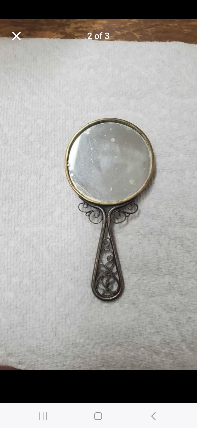 USSR Antique Vintage Hand Mirror with Scenic Painting - photo 2