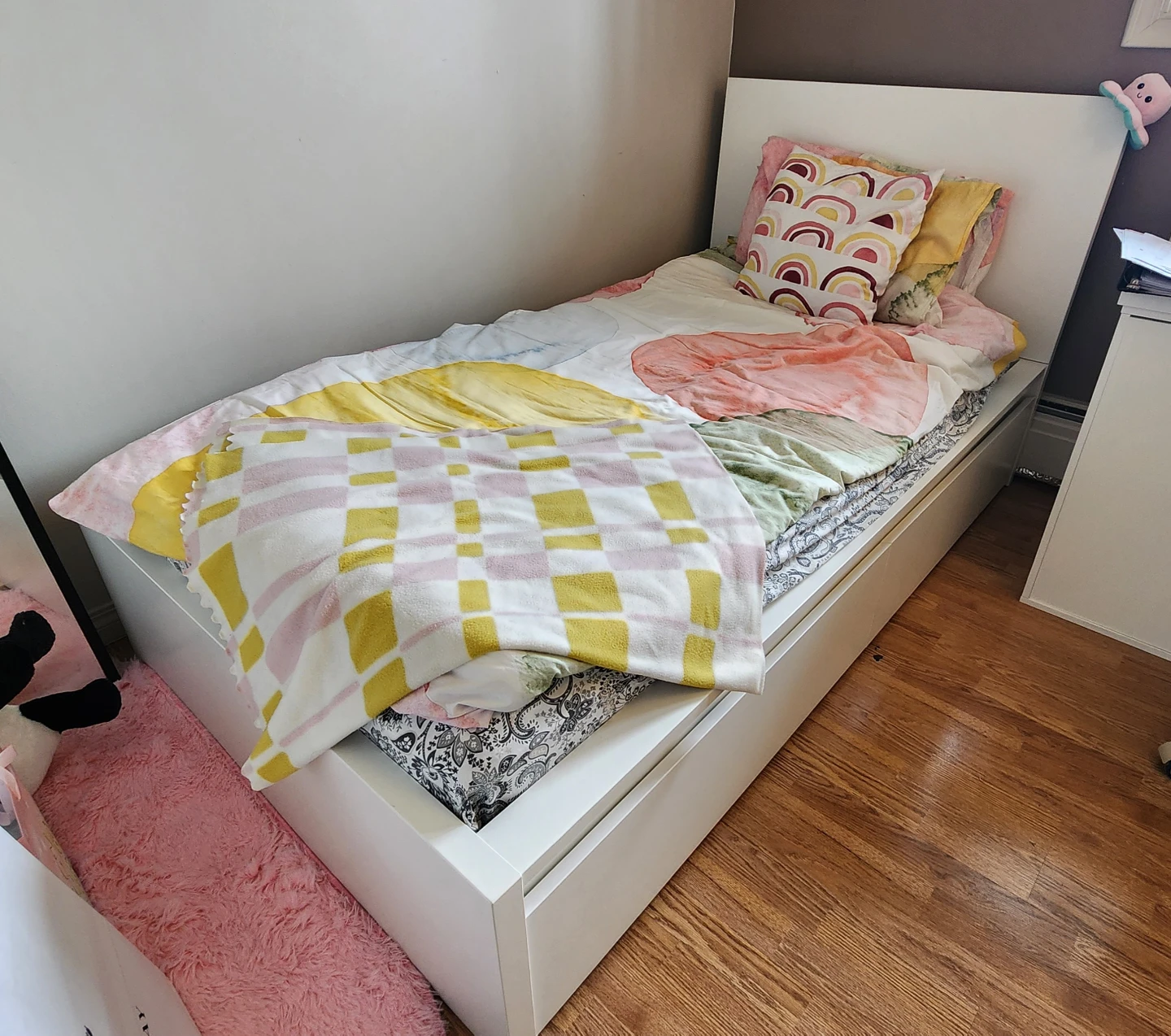 White Twin Bed Frame with Drawers