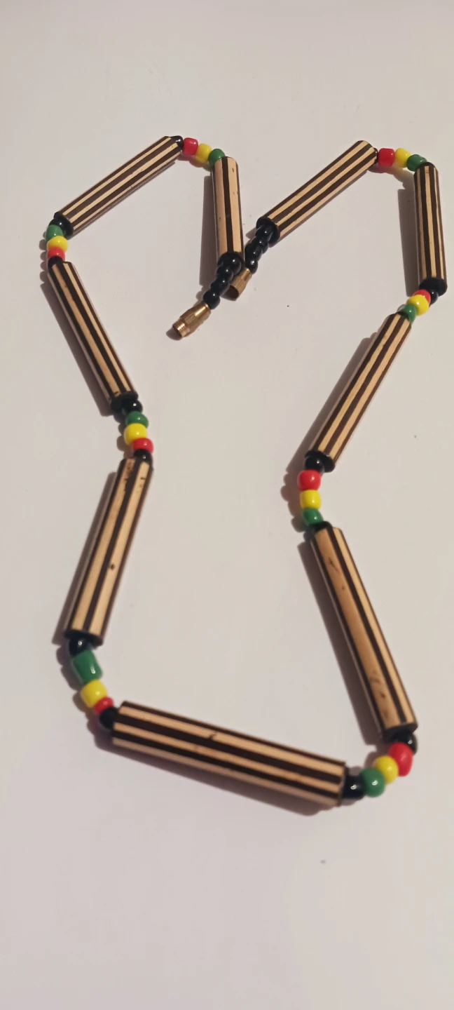 Handmade Wood Bead Necklace with Rasta Colors - photo 4