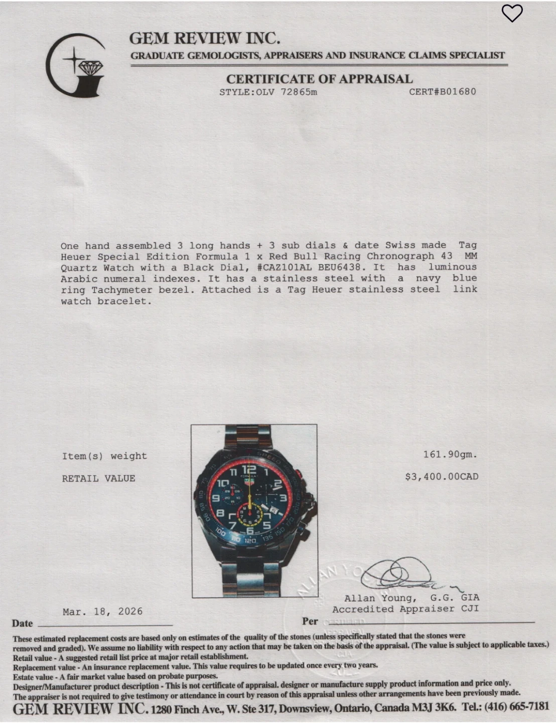 TAG Heuer Formula 1 Red Bull Racing Chronograph Watch - photo 4