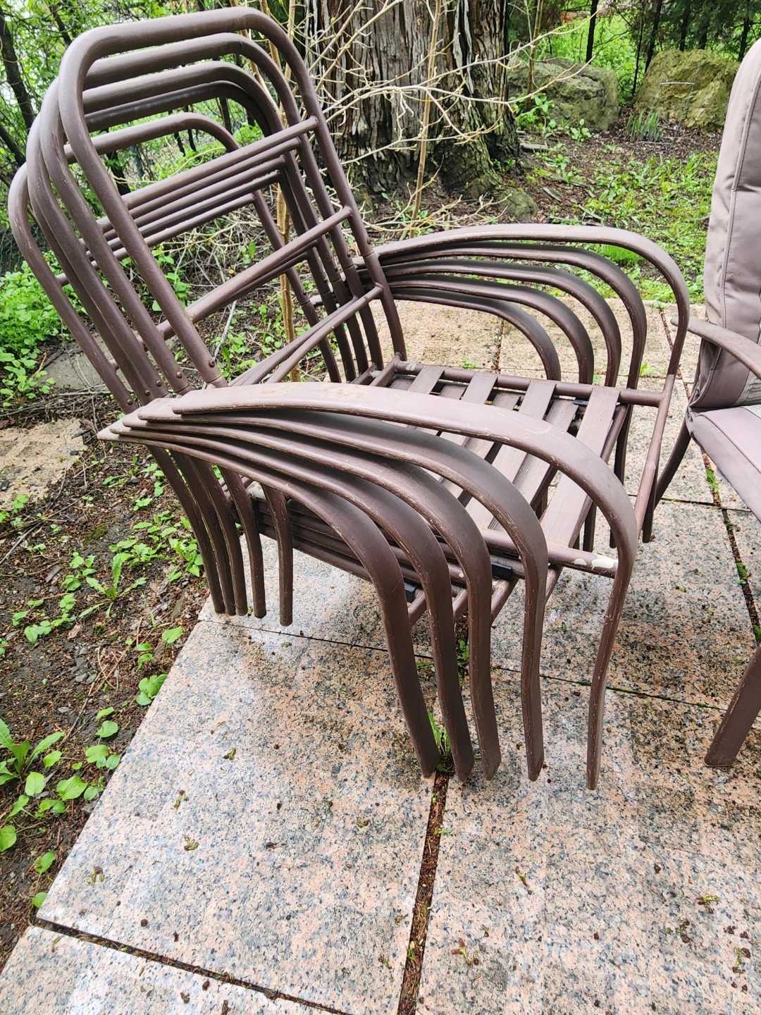 Set of 6 Stackable Patio Chairs and 6 Cushions - photo 4