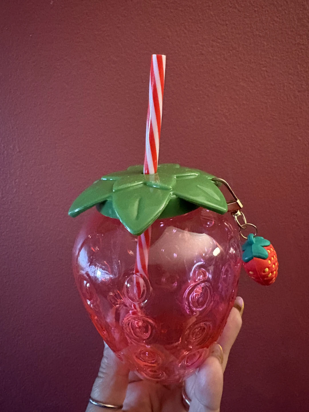 Strawberry Shaped Tumbler with Straw and Charm