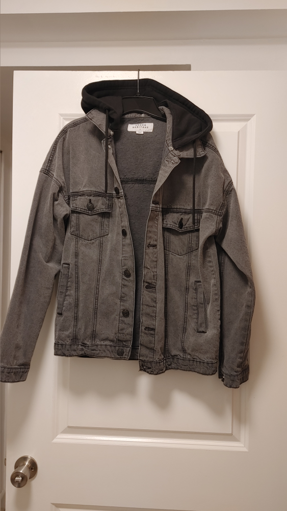 Urban Heritage Grey Denim Jacket with Hood - Size S