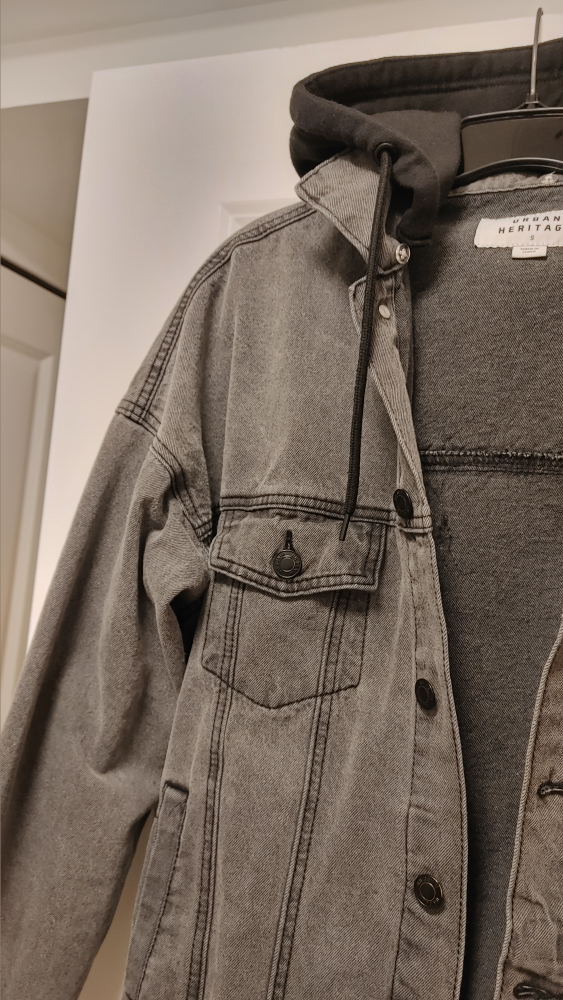 Urban Heritage Grey Denim Jacket with Hood - Size S - photo 3