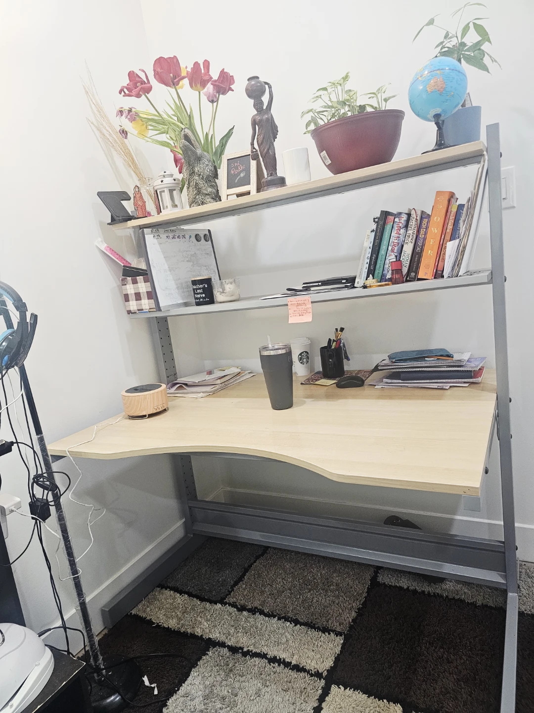 Wooden Desk with Shelving Unit