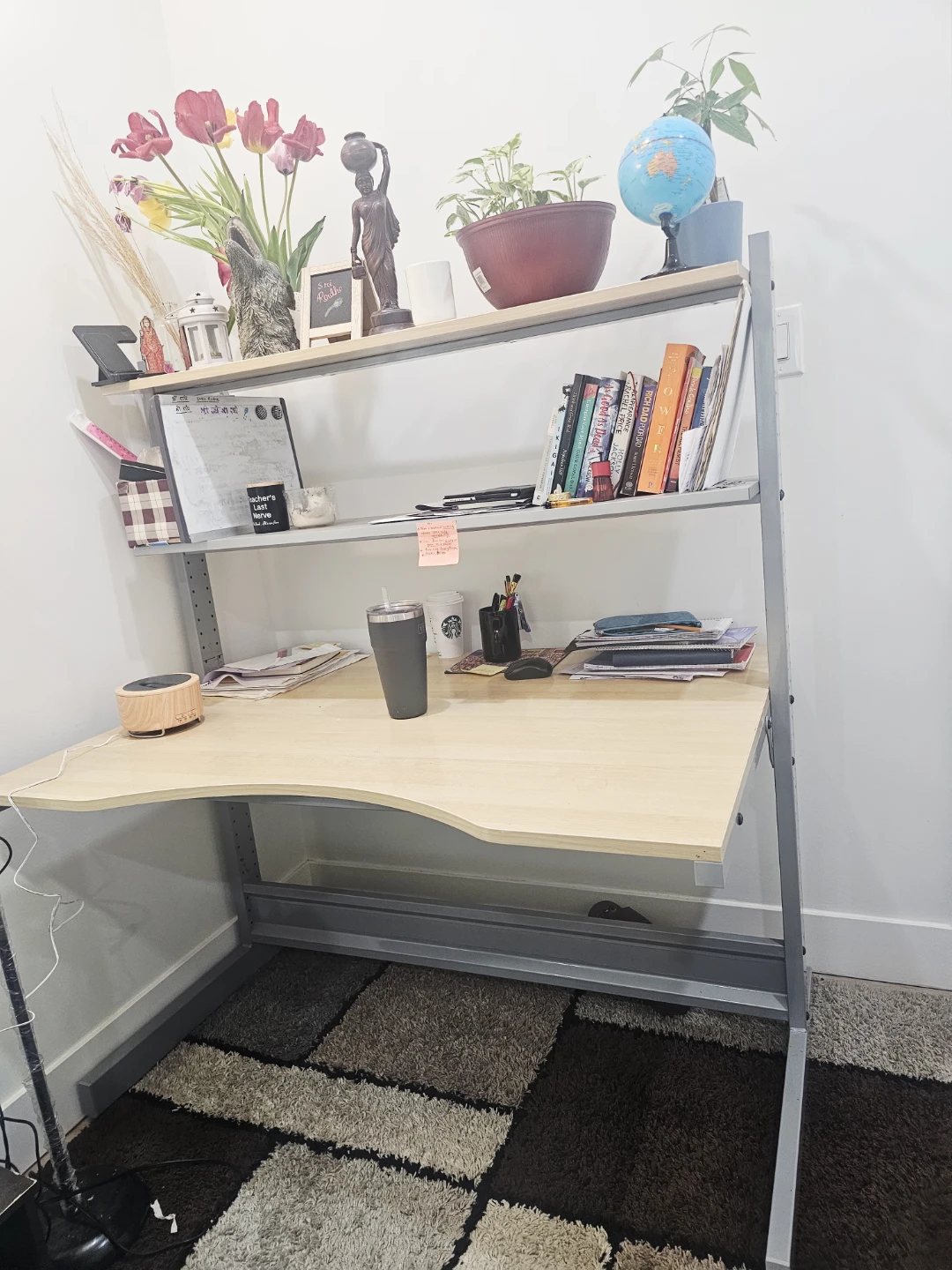 Wooden Desk with Shelving Unit - photo 2