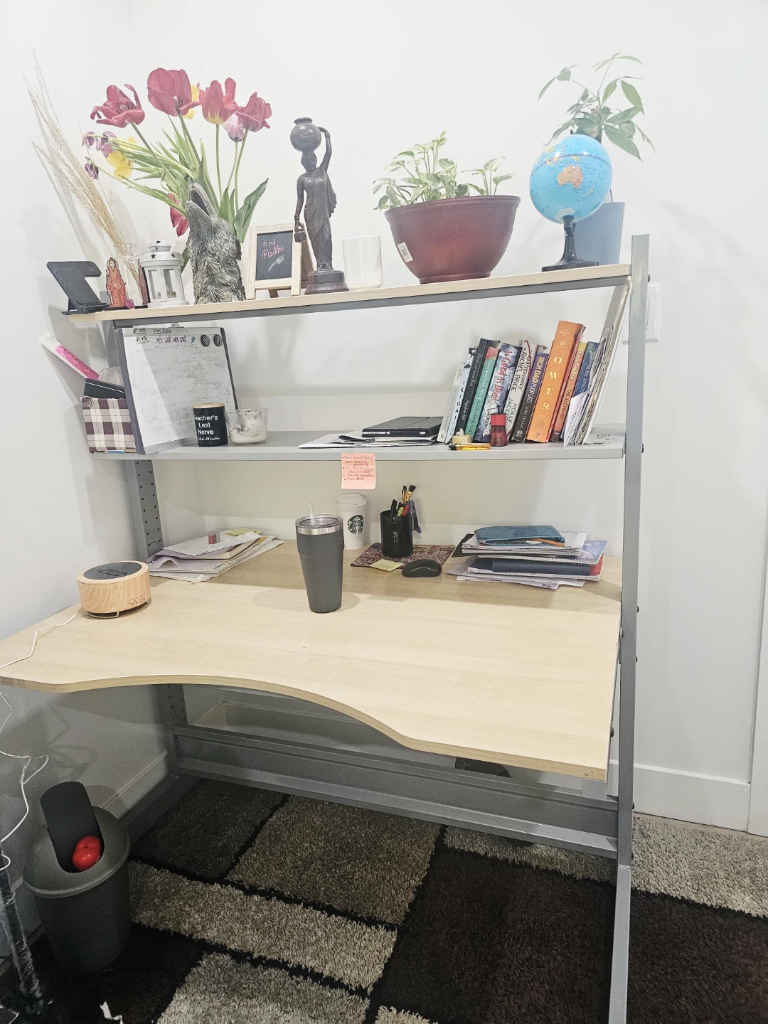 Wooden Desk with Shelving Unit - photo 3