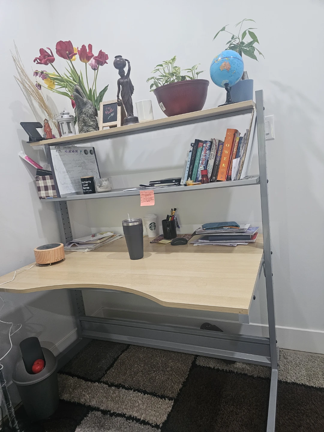 Wooden Desk with Shelving Unit - photo 4