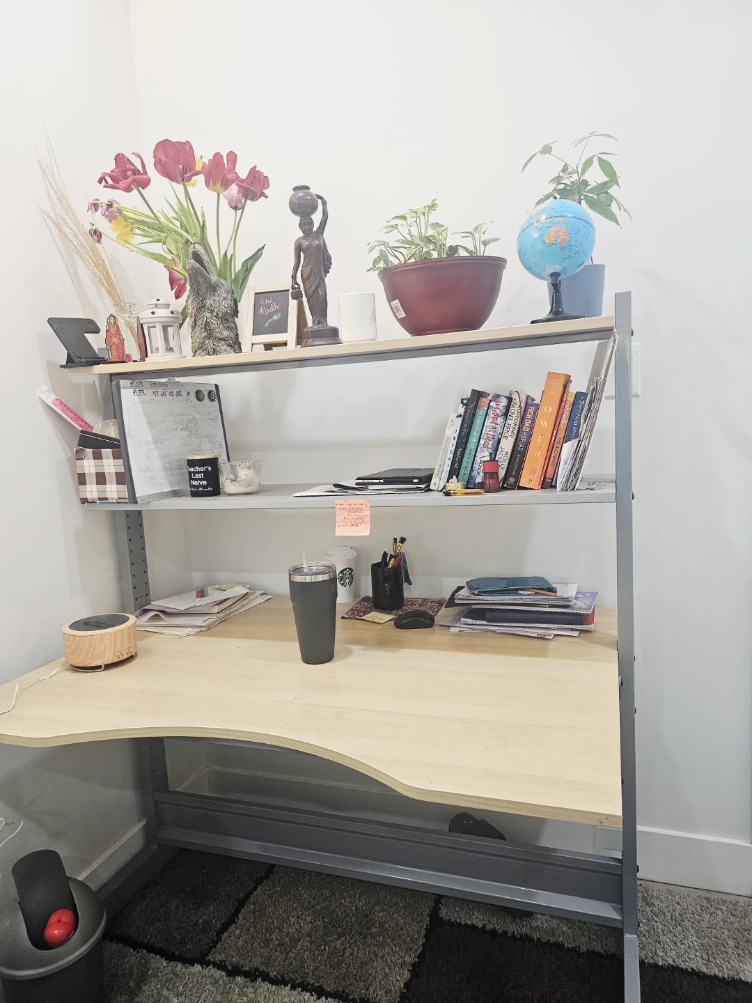 Wooden Desk with Shelving Unit - photo 5
