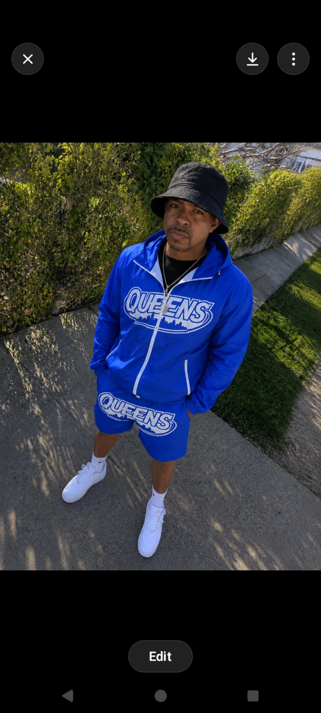 Blue Queens Athletic Tracksuit Jacket and Shorts Set