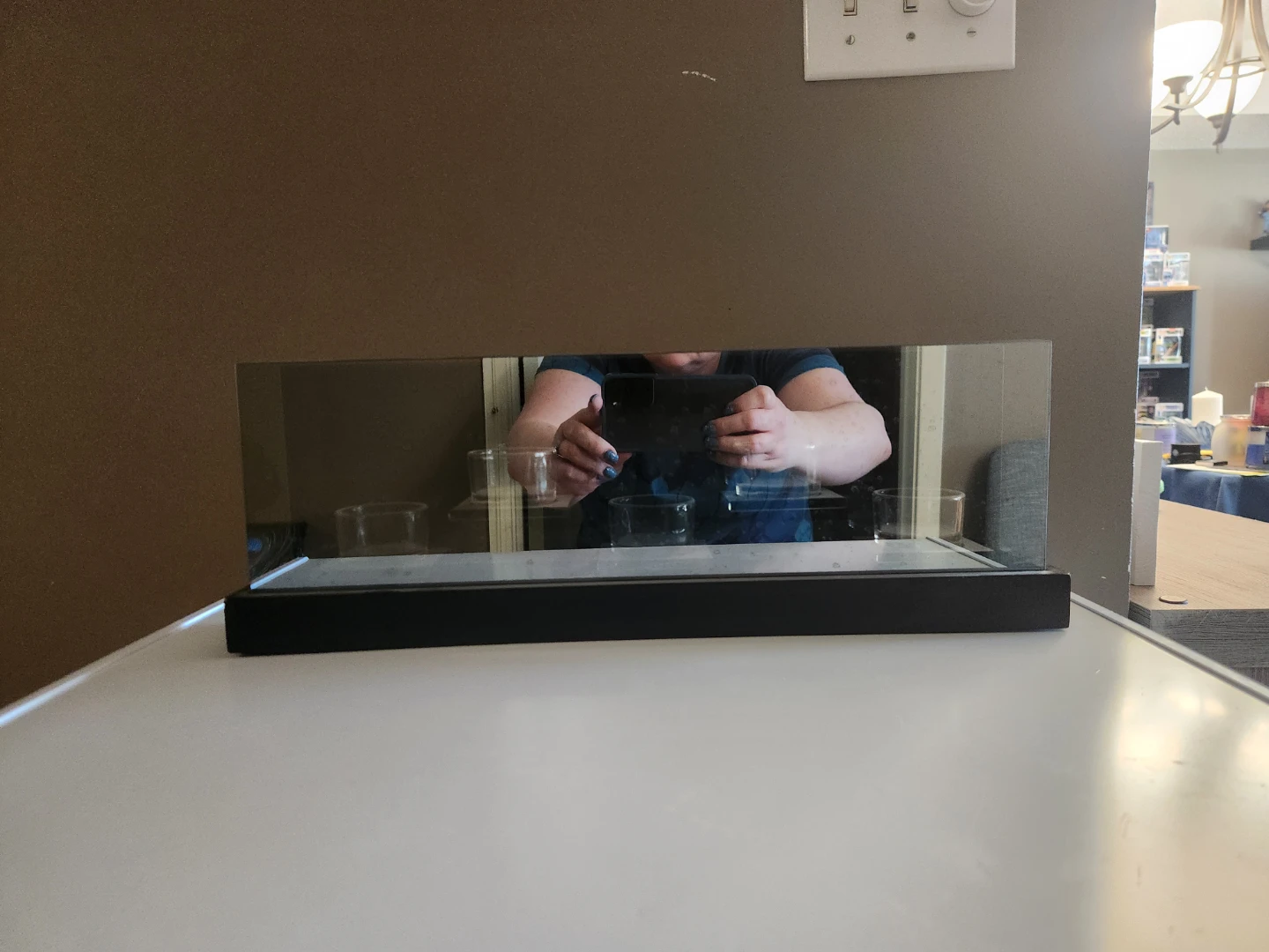 Glass Display Shelf with Candle Holders