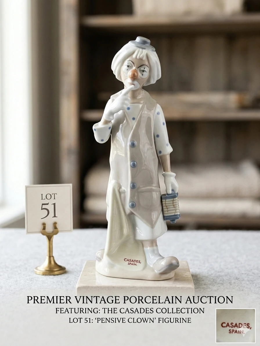 Casades 'Pensive Clown' Porcelain Figurine - photo 3