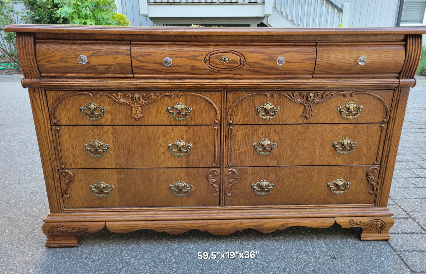 Vintage American Drew Solid Oak 9-Drawer Dresser / Sideboard - photo 2