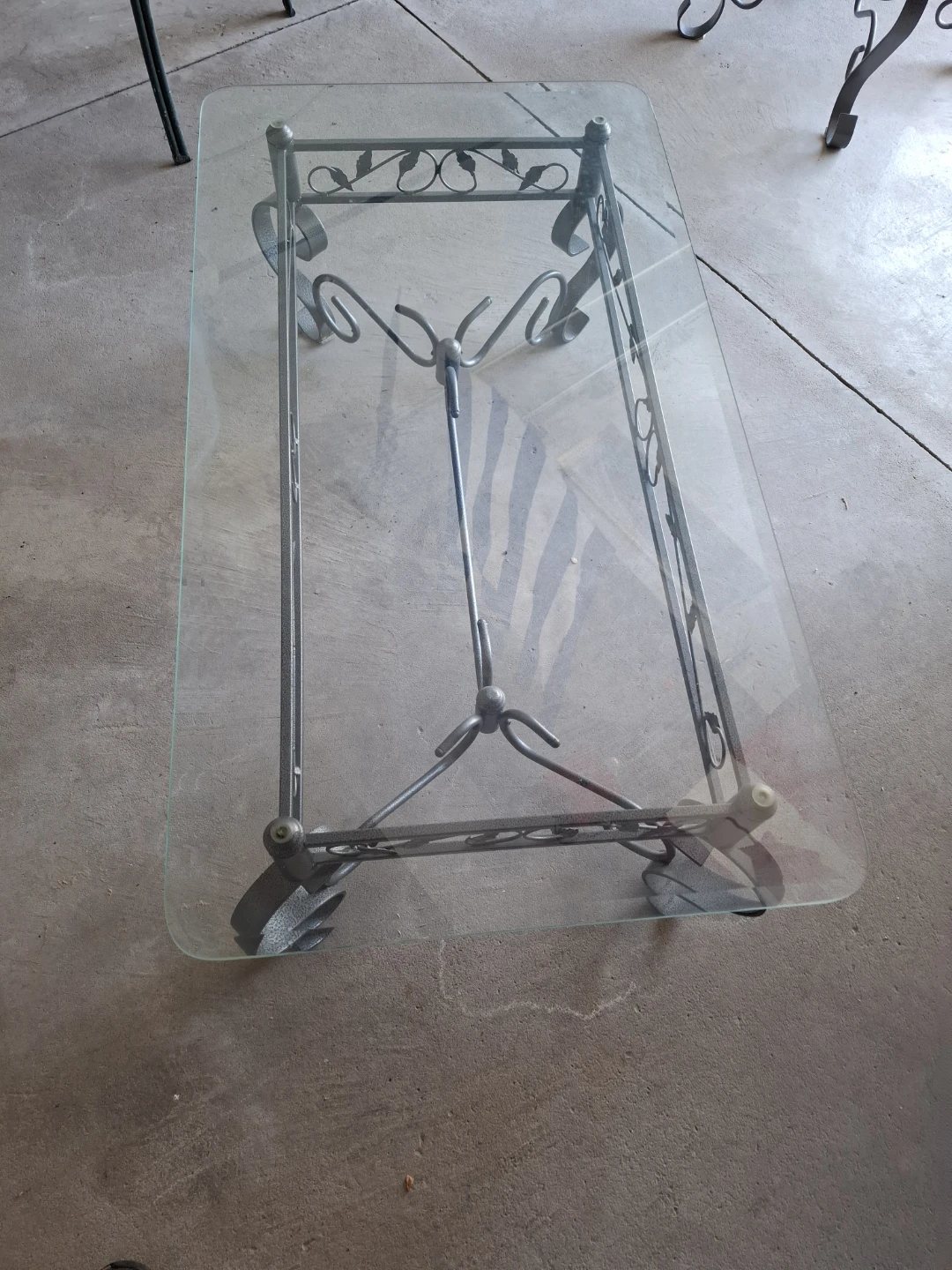 Glass and metal coffee table