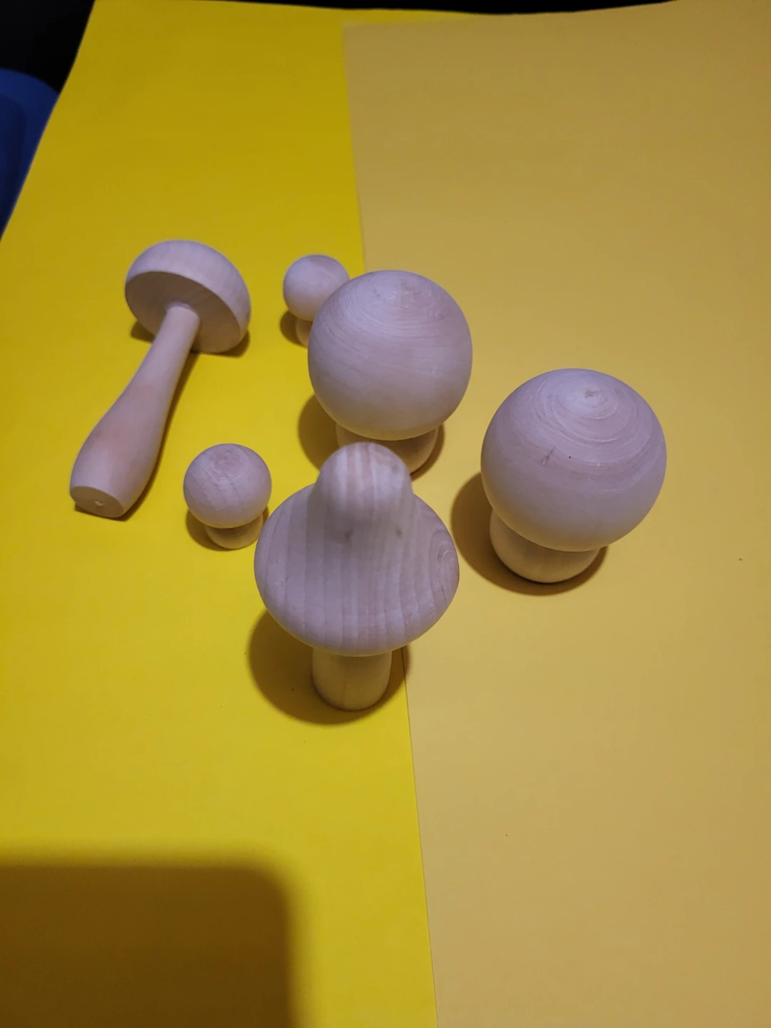 Set of 5 Wooden Mushroom Ornaments for Crafting