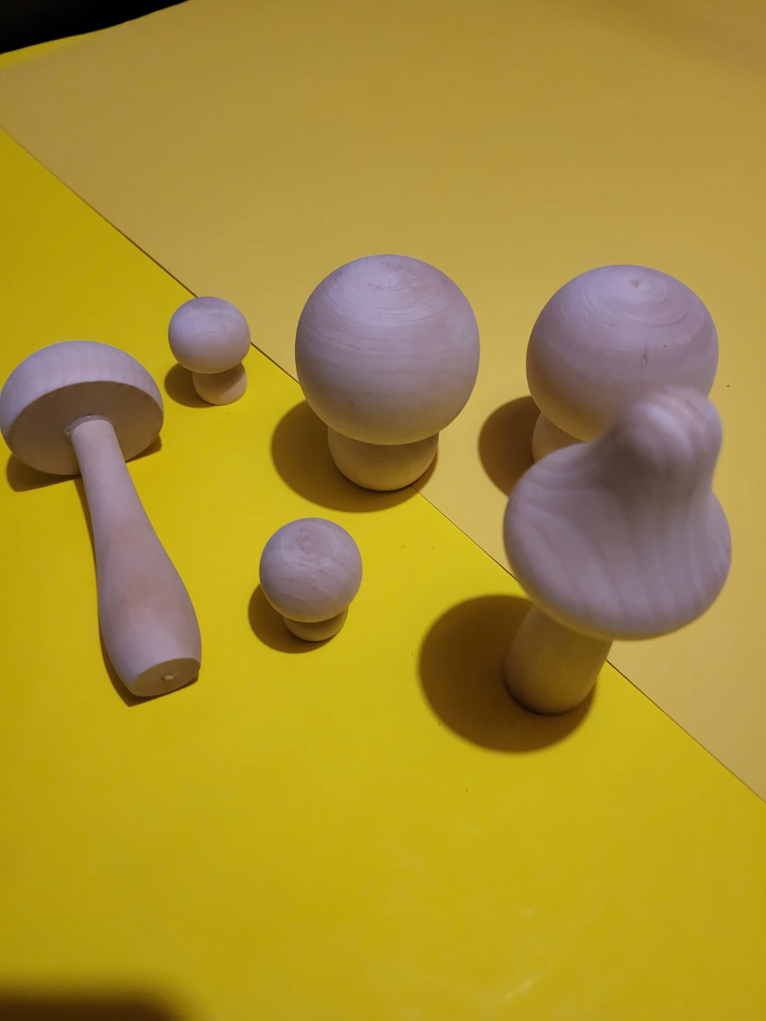 Set of 5 Wooden Mushroom Ornaments for Crafting - photo 2