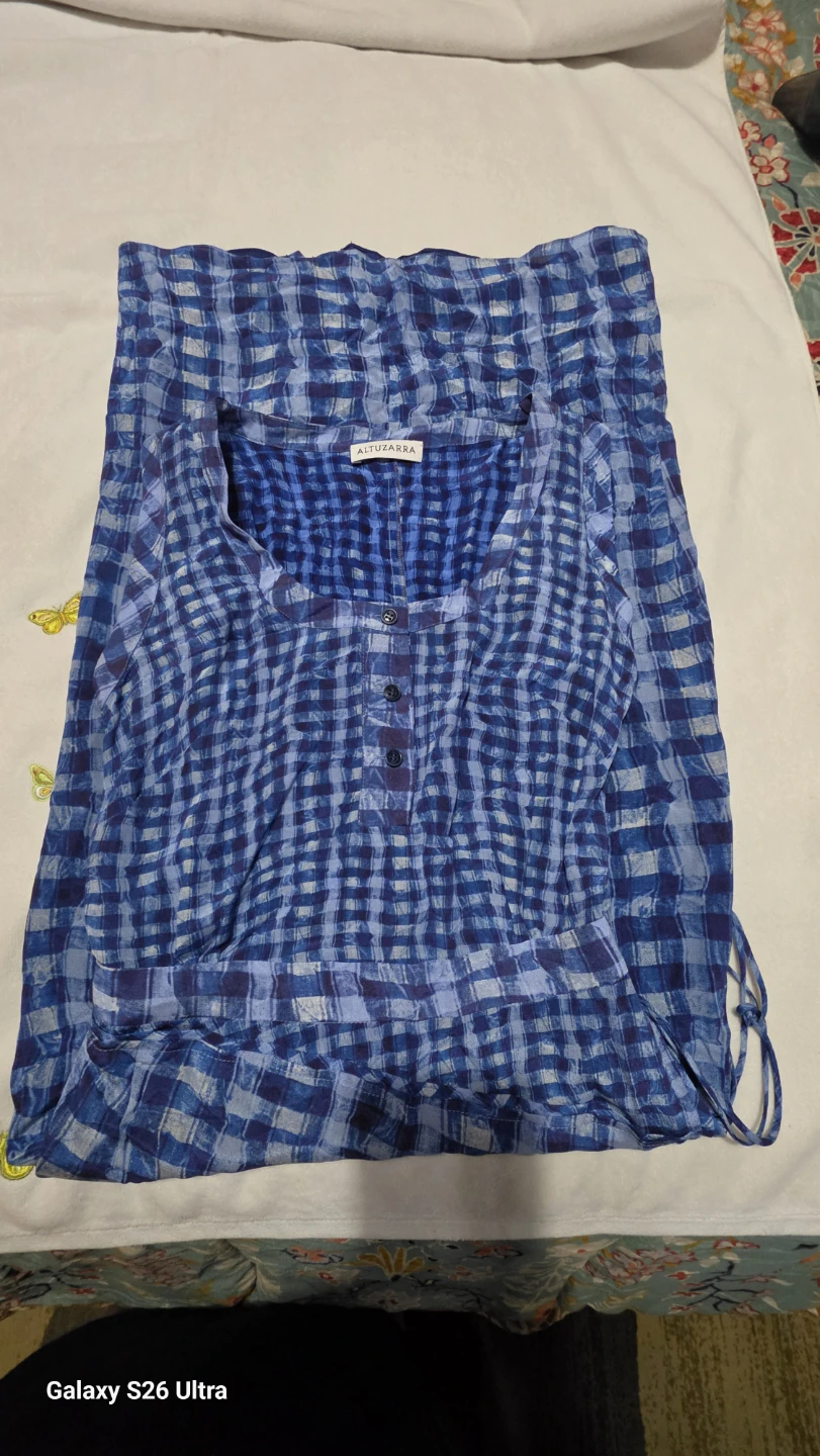 ALTUZARRA Blue Plaid Maxi Dress