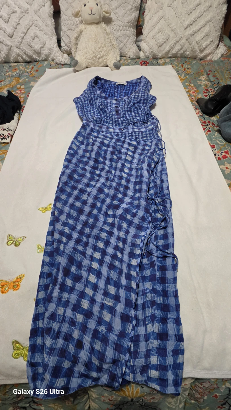 ALTUZARRA Blue Plaid Maxi Dress - photo 2