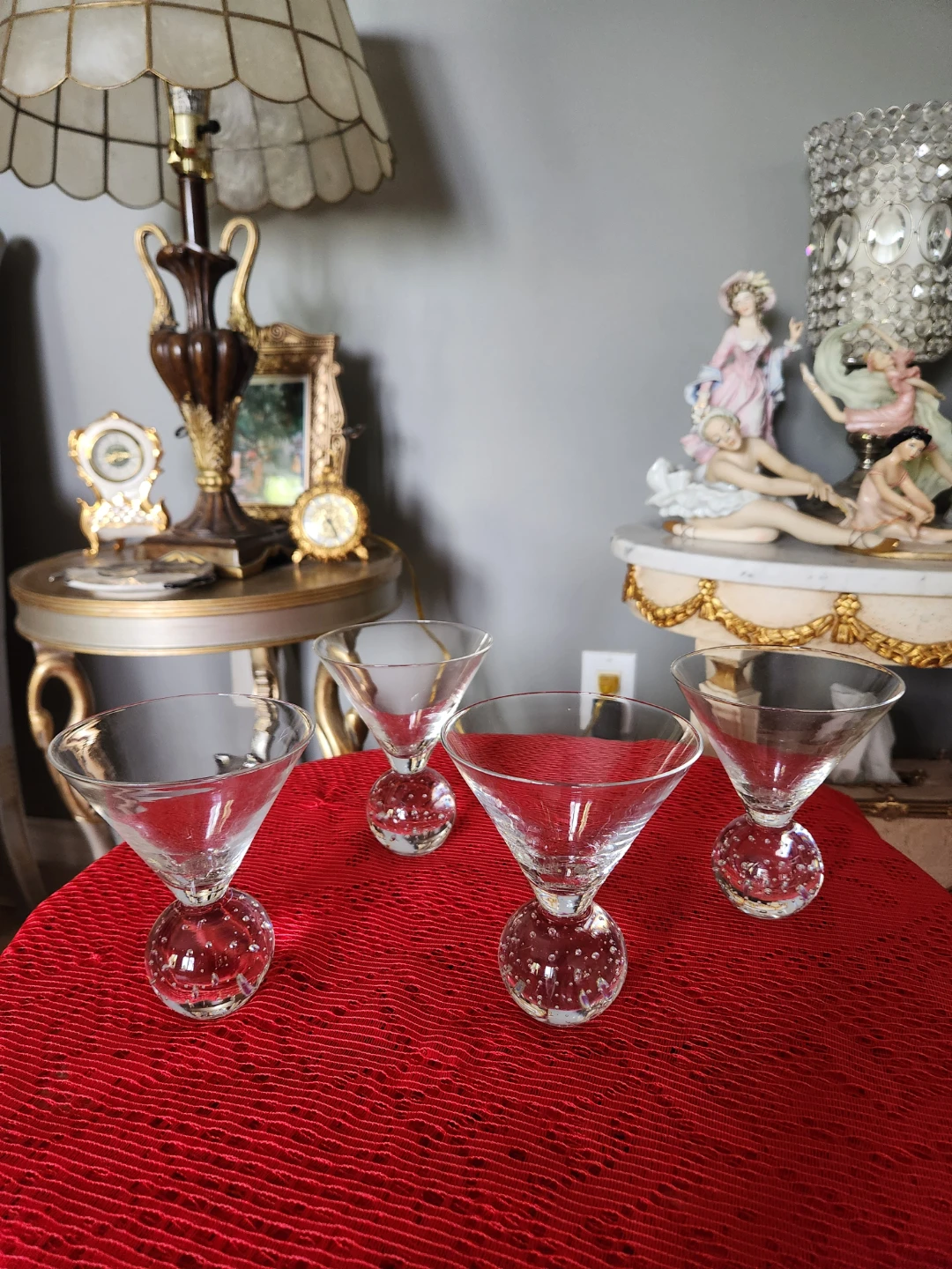 Set of 4 Clear Martini Glasses with Bubble Ball Stem - photo 2