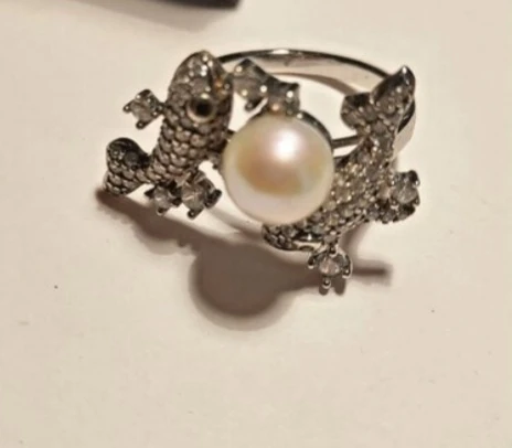 Sterling Silver white Pearl Ring with Gemstone Accents - photo 2