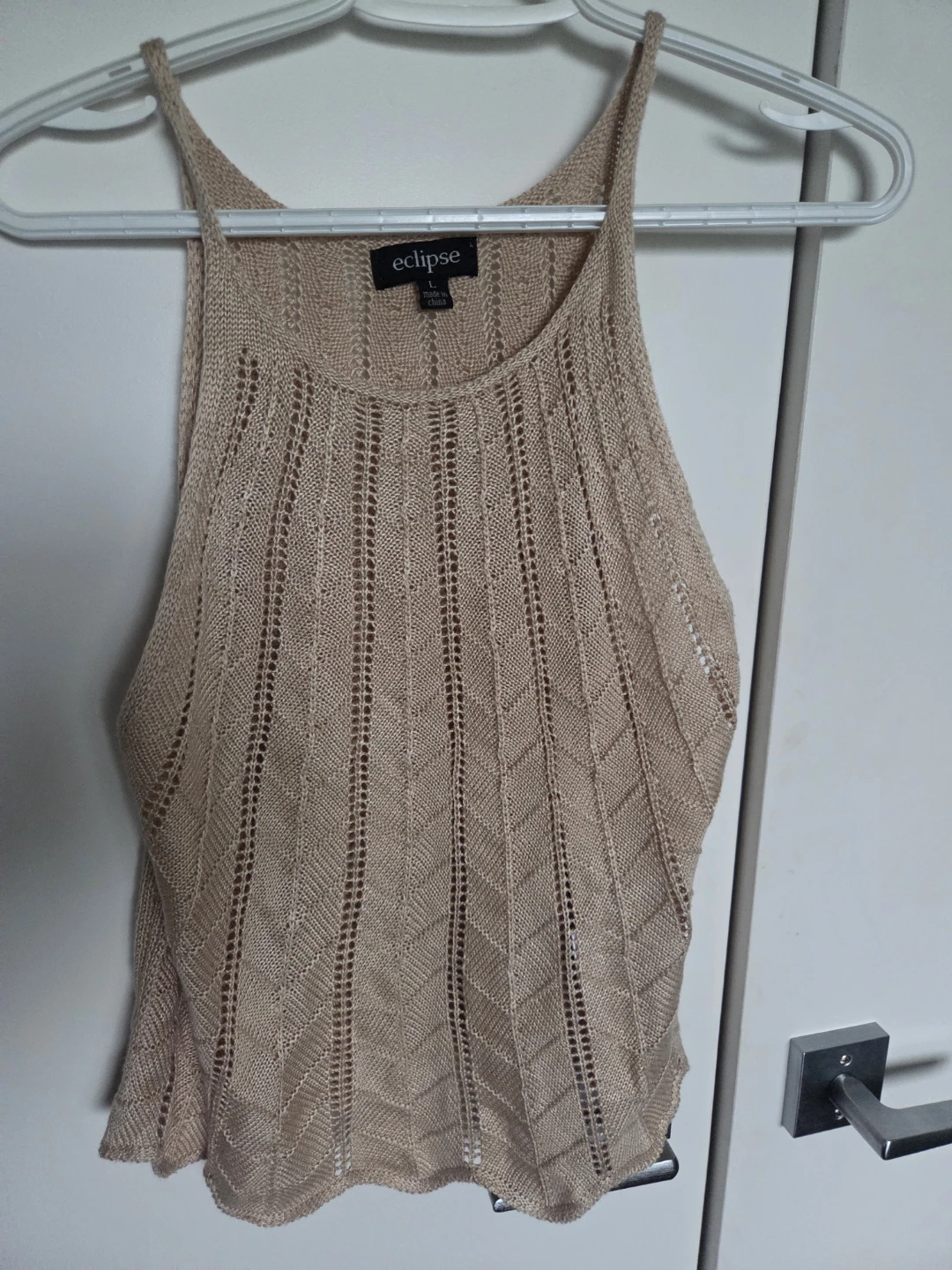 Eclipse Beige Knit Tank Top - Size L