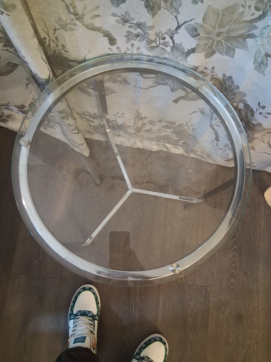 Round Glass Top Side Table - photo 2