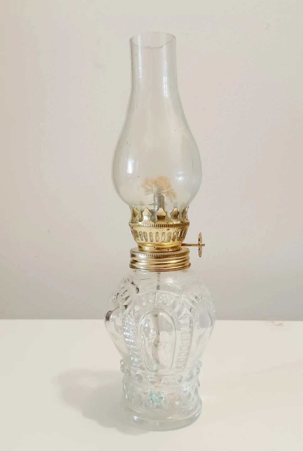 New Pressed Glass Oil Lamp