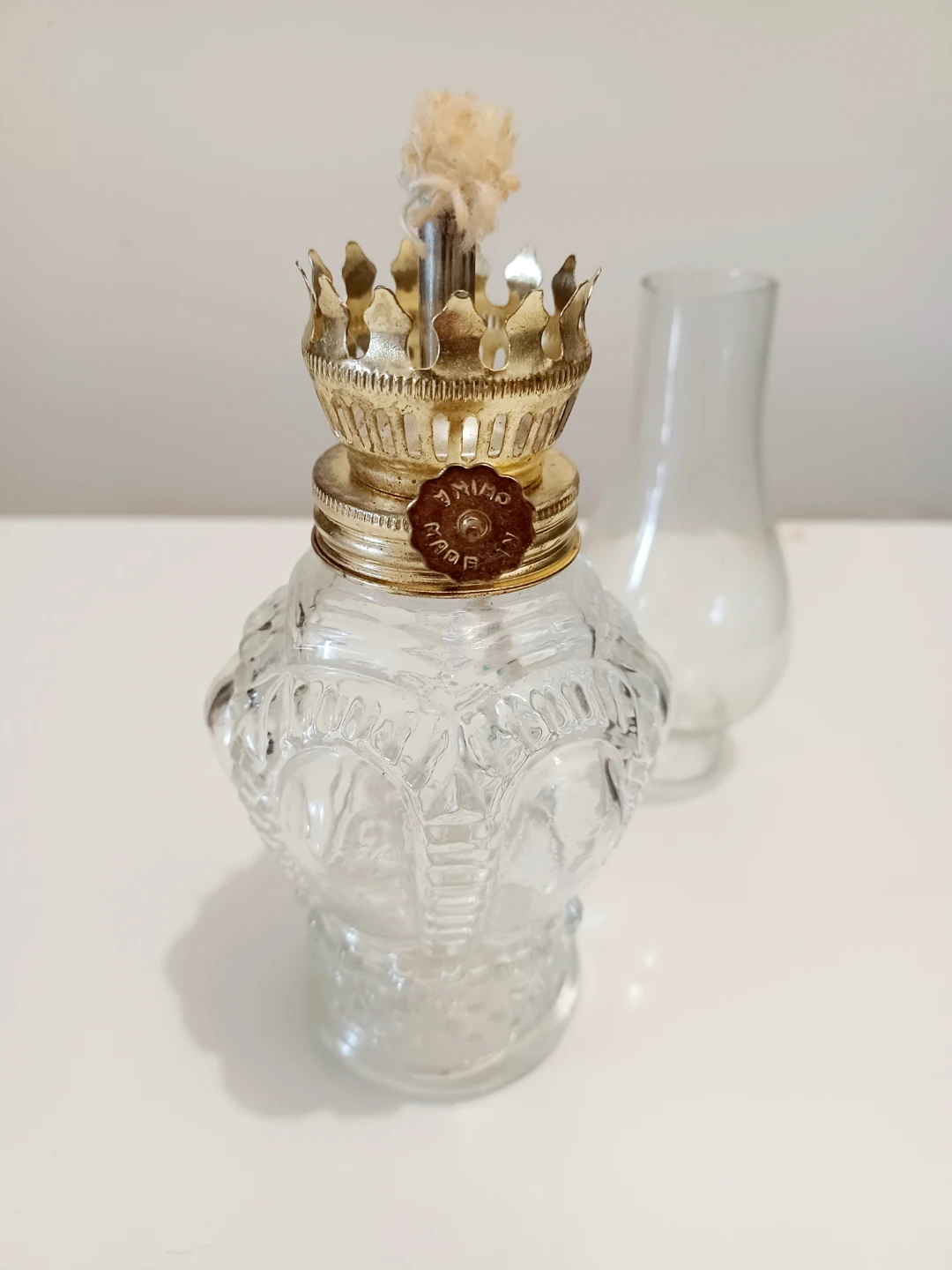 New Pressed Glass Oil Lamp - photo 2