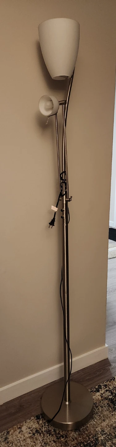 Silver Floor Lamp with Two Lights