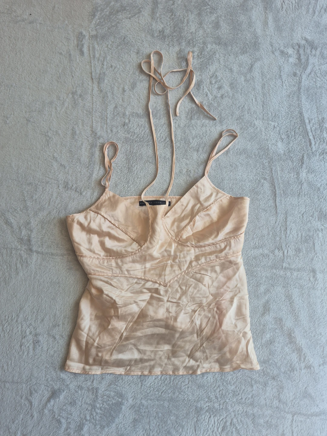 Sandra Angelozzi Peach Satin Camisole Top Size 38 - photo 4