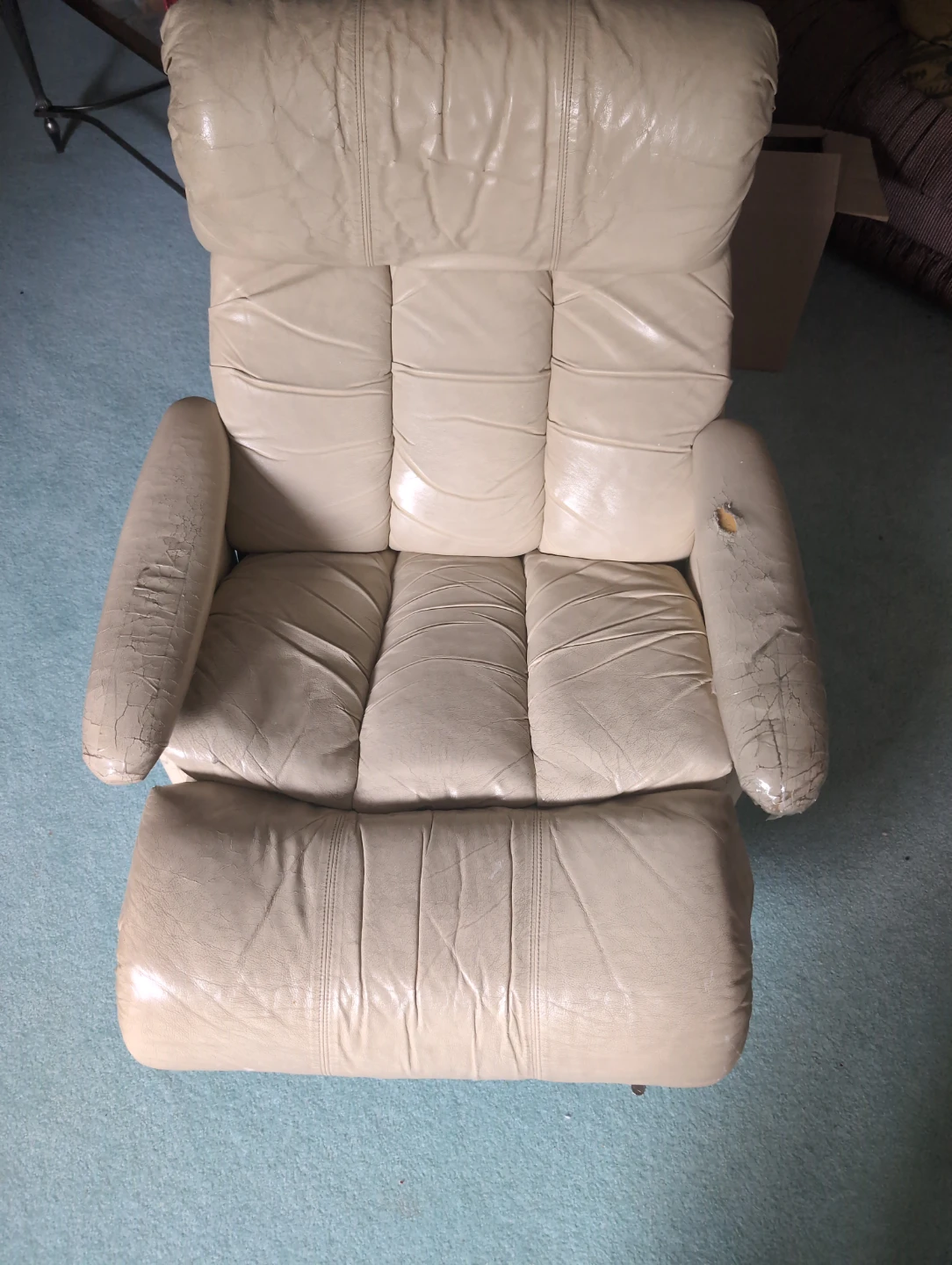 Cream Leather Recliner Chair