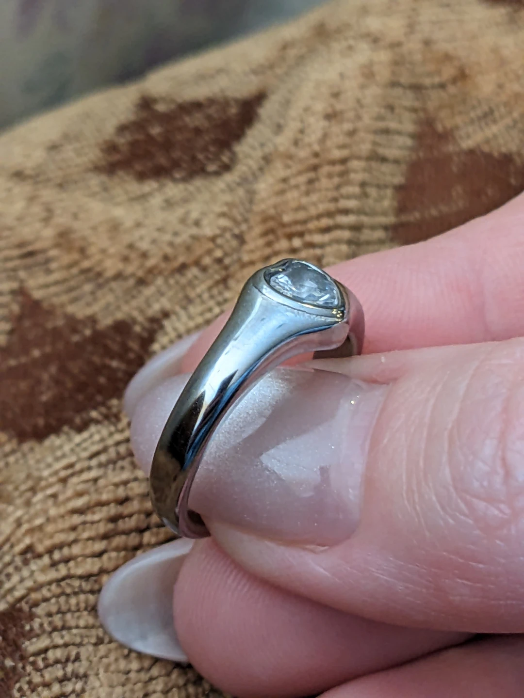 Size 6 Titanium Steel Heart-Shaped Stone Ring - photo 2