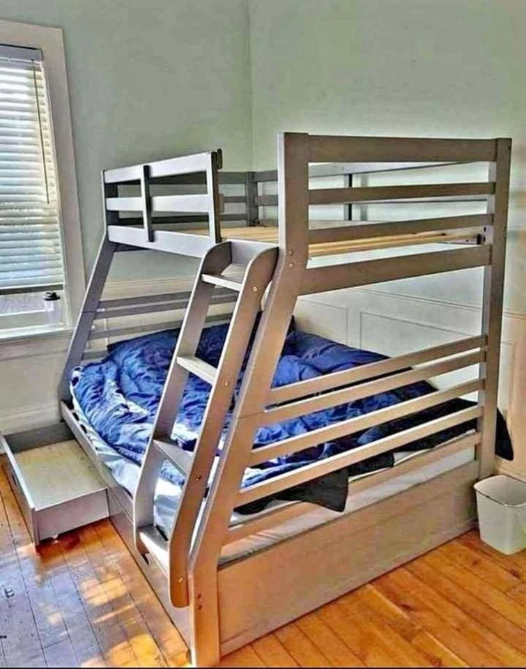 Grey Wooden Bunk Bed with Storage Drawers - photo 2