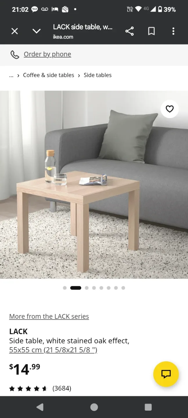 IKEA LACK Side Table - White Stained Oak Effect