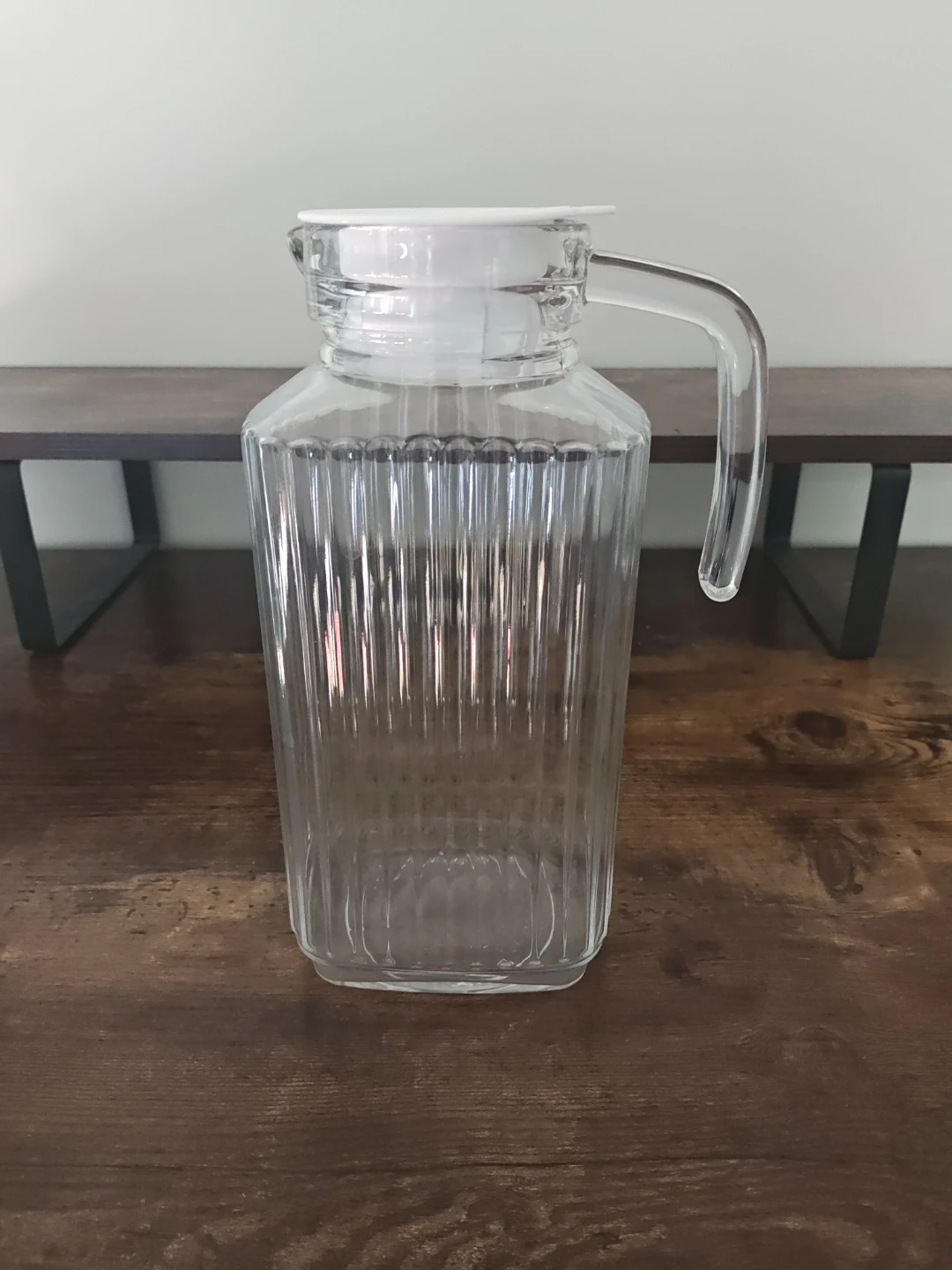 Fluted Clear Glass Pitcher with White Lid