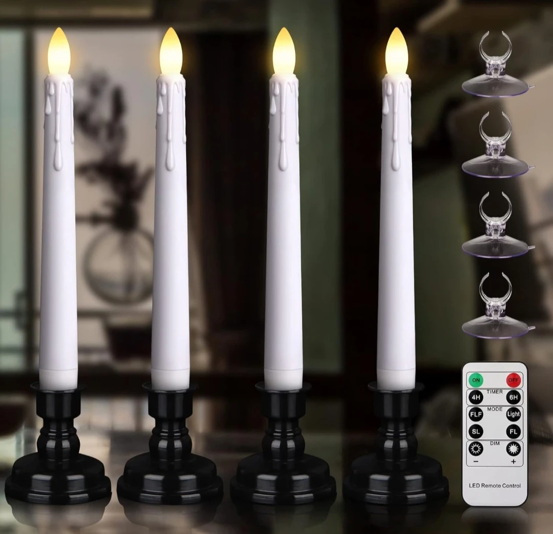 Set of 4 LED Flameless Candles with Remote