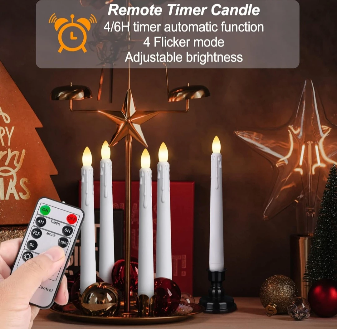 Set of 4 LED Flameless Candles with Remote - photo 2