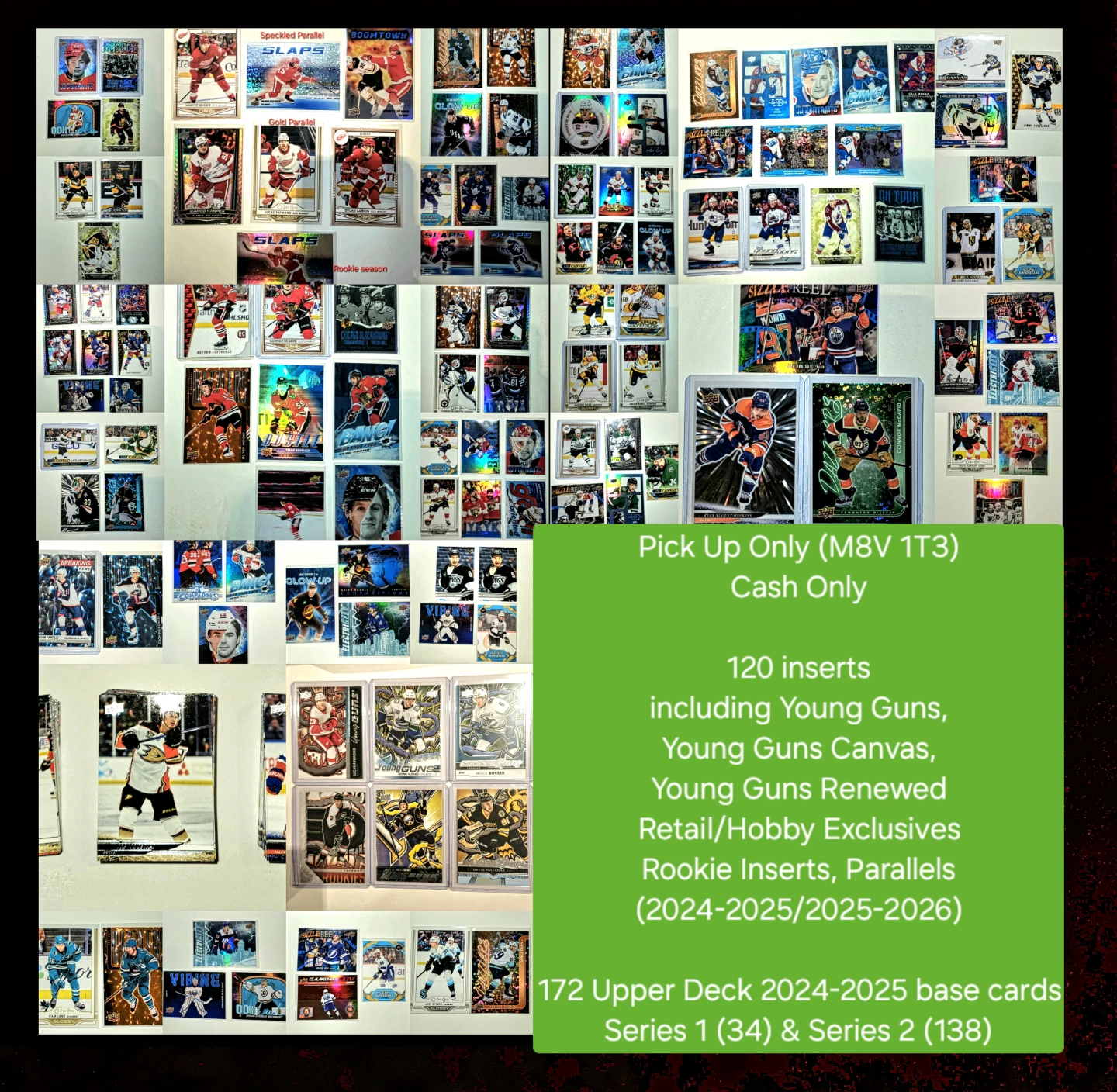 Pick Up 290+ Hockey Card Lot New 120 Inserts/Rookies/Parallels